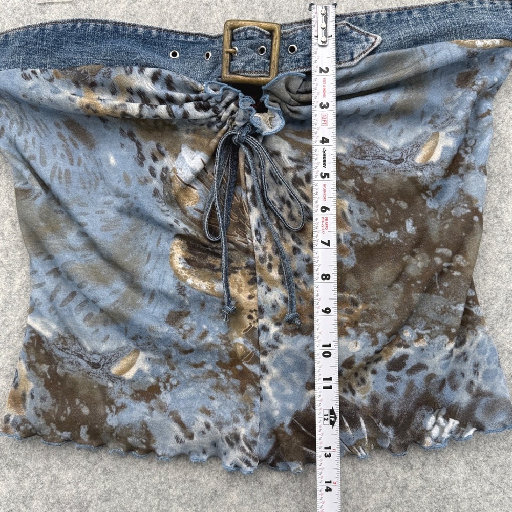 XOXO Jeans Y2K Tube Top Womens Large Blue Animal Print Denim Buckle Vintage - Picture 8 of 8